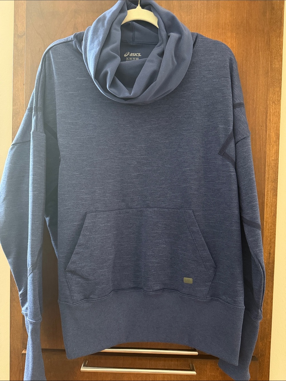 Asics Navy Blue Cowl Neck Pullover Hoodie